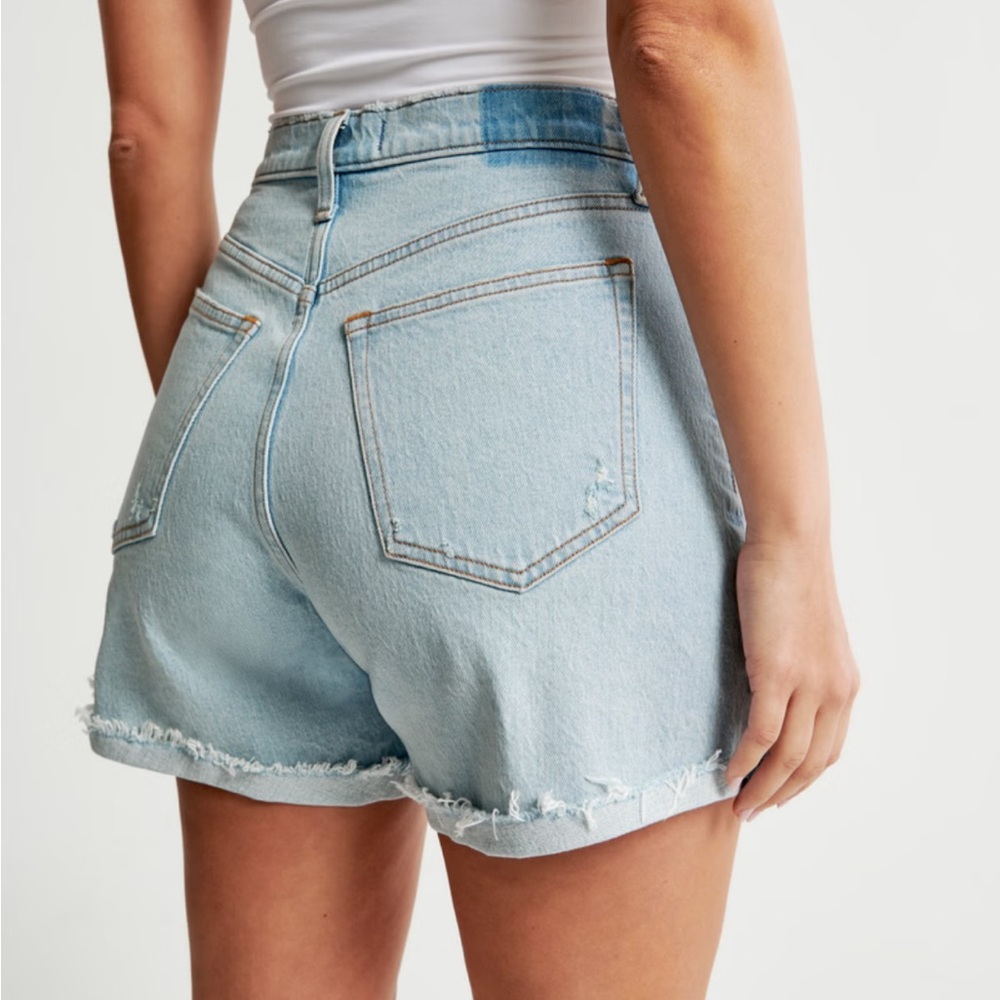 Abercrombie high rise denim dad shorts